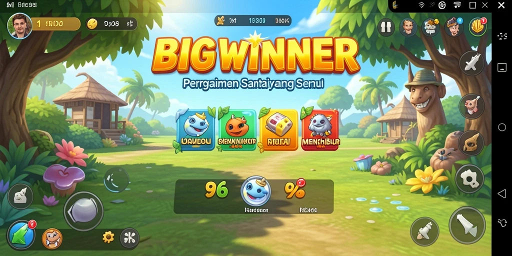 Tampilan gameplay BIGWINNER yang ceria dan menghibur.