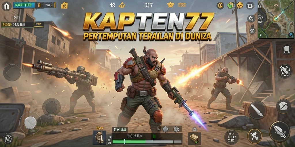 Screenshot KAPTEN77 menampilkan aksi seru dalam pertempuran Battle Royale.