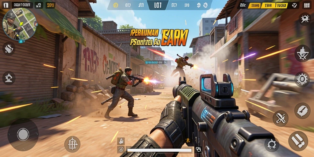 Tampilan gameplay SD107 yang khas dalam genre TPS.